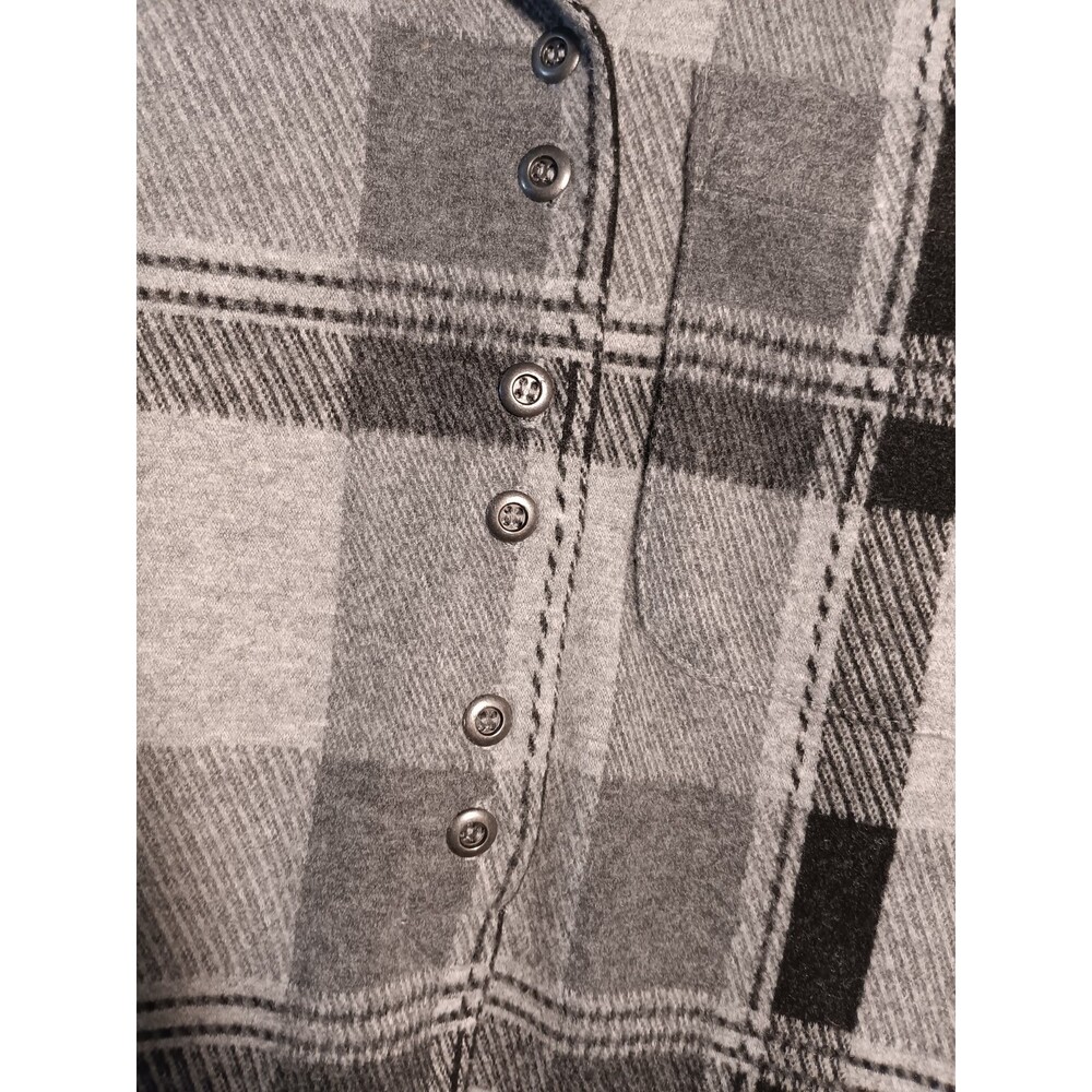 Soft Surroundings Medium Gray Black Plaid Collared Long Sleeve Flowy Tunic Top - Picture 3 of 6